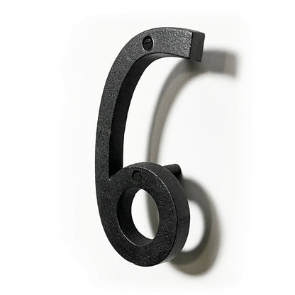 Colonial Wrought Iron Floating Number, 6.5 in, BLK, # 6