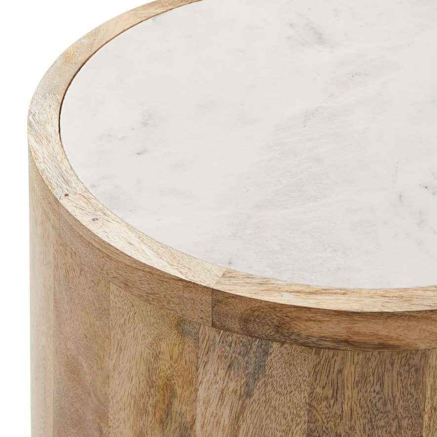 Marino Mango Wood Side Tabl Marble Top, 35% off