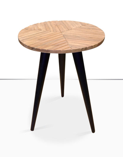 32% off, Axton Round Side Table, Acacia Wood + Metal Balck