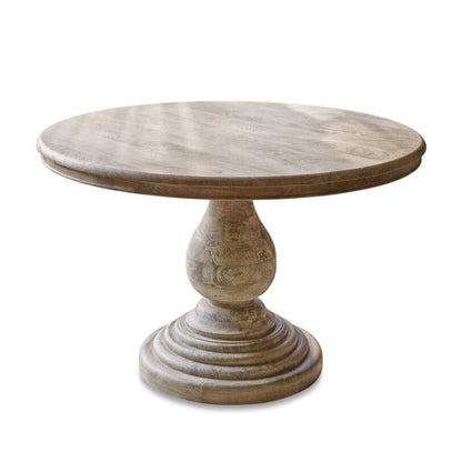 Classical Round Mango Wood Table, 48 in, Antqiue Finish