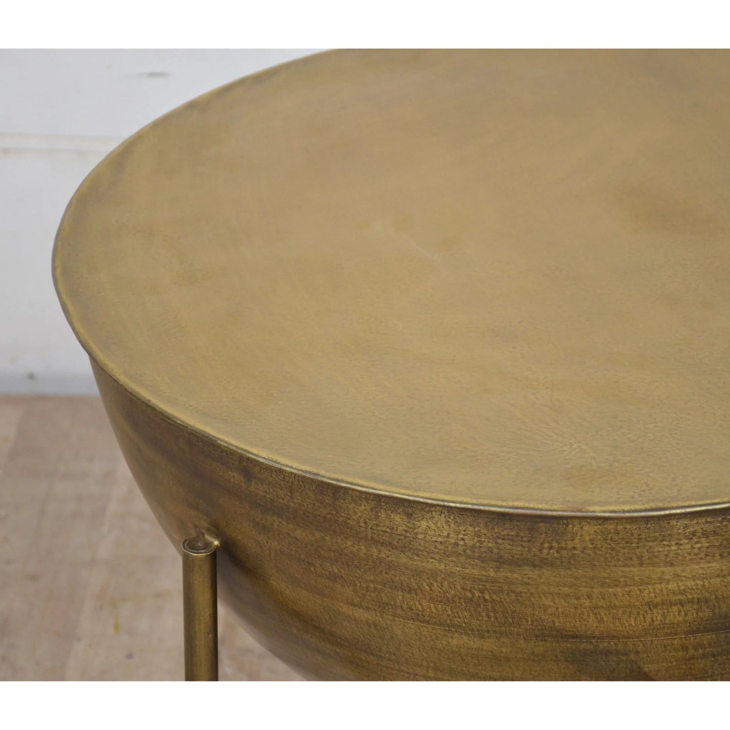 Coffee Table With Metal Legs, Antique Brass Finish